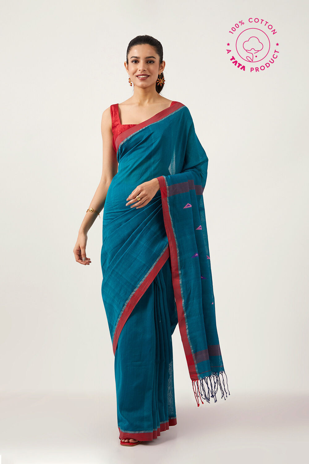 Green Pure Cotton Bengal Saree image number null