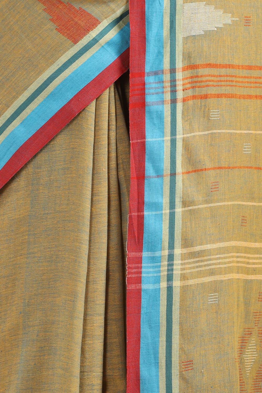 Green Pure Khadi Cotton Jamdani Saree image number null