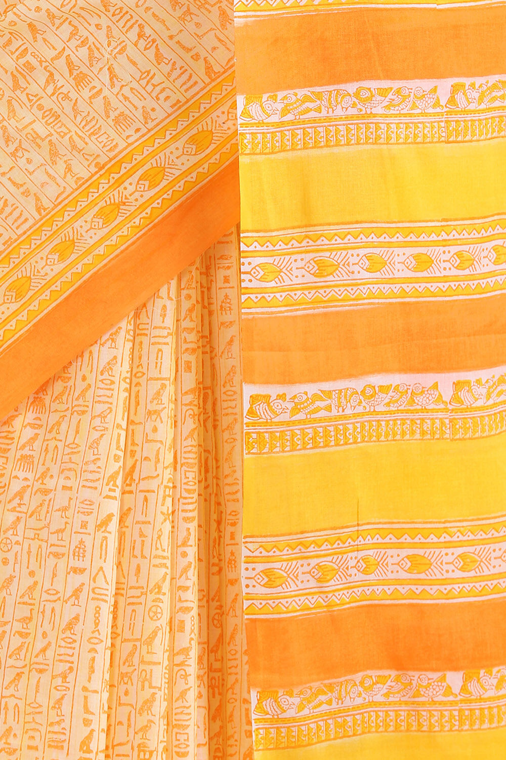 Light Yellow Pure Cotton Mulmul Printed Saree image number null