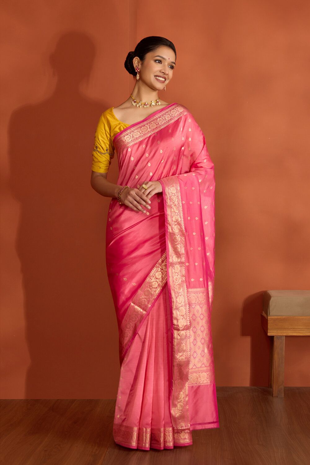Light Pink Silk Viscose Cutwork Banarasi Saree image number null