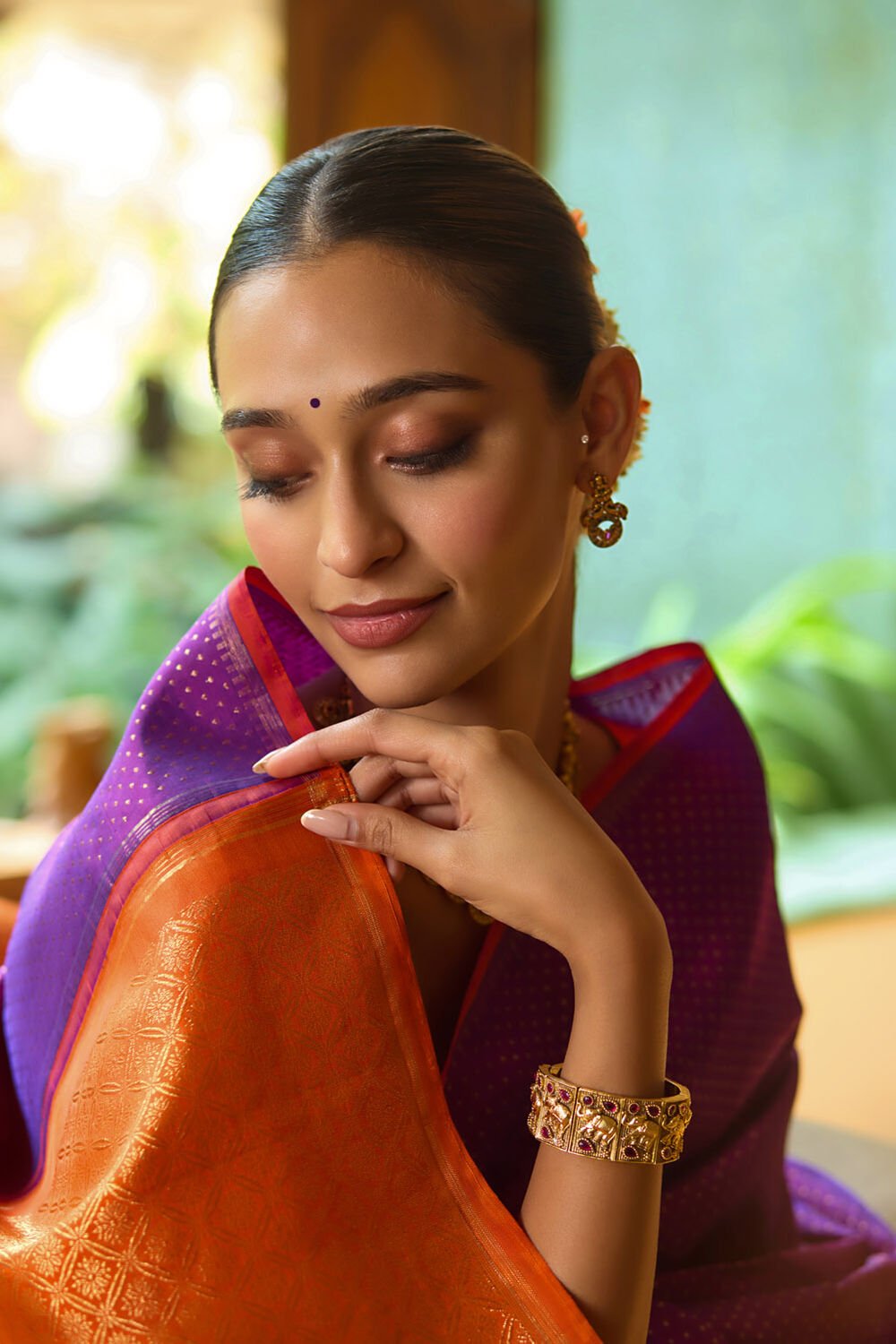 Purple Woven Pure Silk Kanjivaram Saree image number null