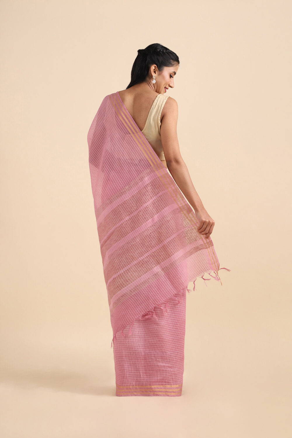 Light Pure Pink Silk Woven Saree image number null