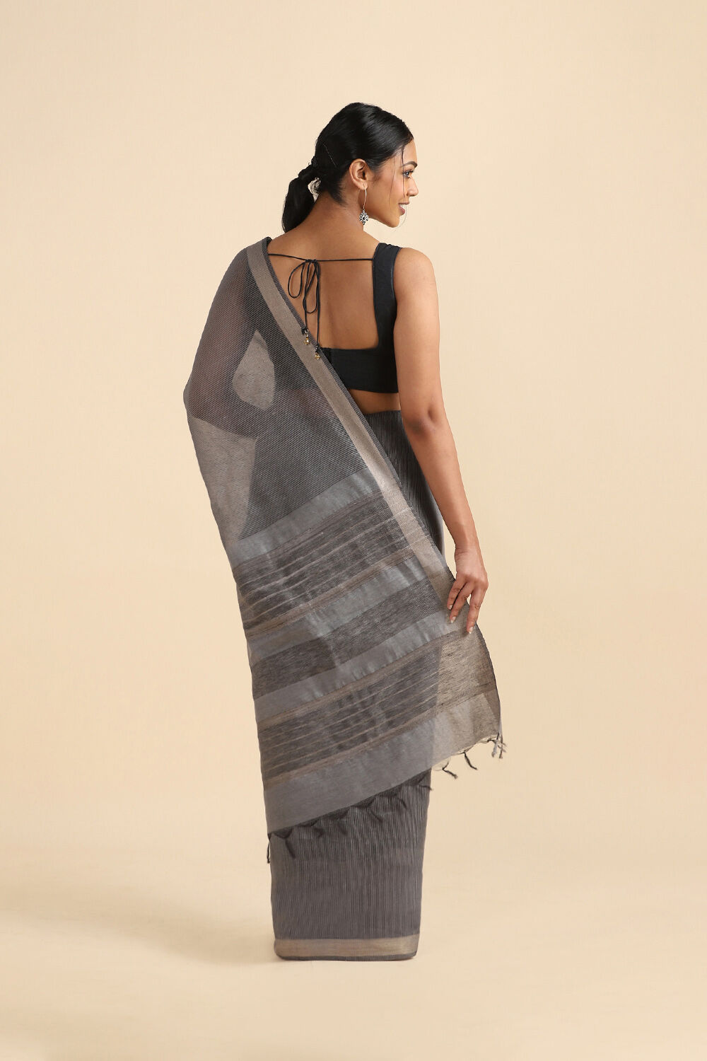 Grey Pure Silk Woven Saree image number null