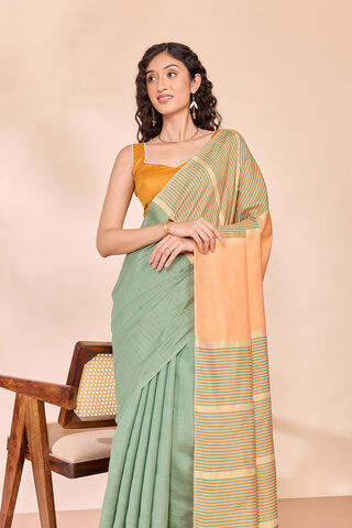 Green Bhagalpur Woven Silk Viscose Saree image number