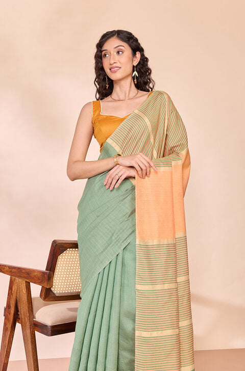 Green Bhagalpur Woven Silk Viscose Saree
