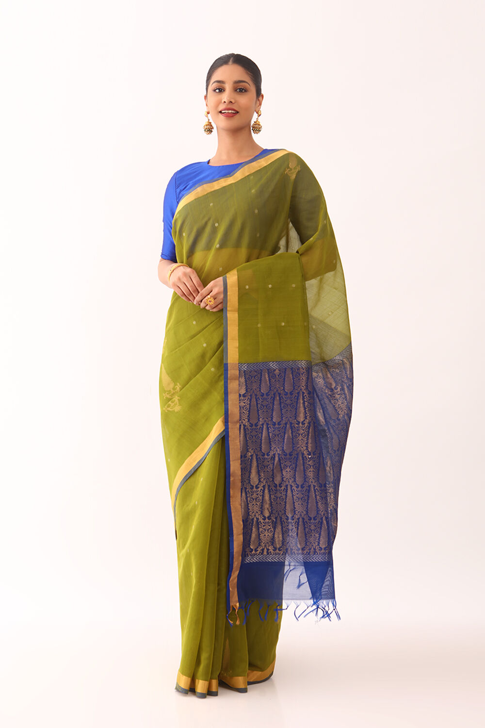 Green Woven Pure South Silk Cotton Saree image number null