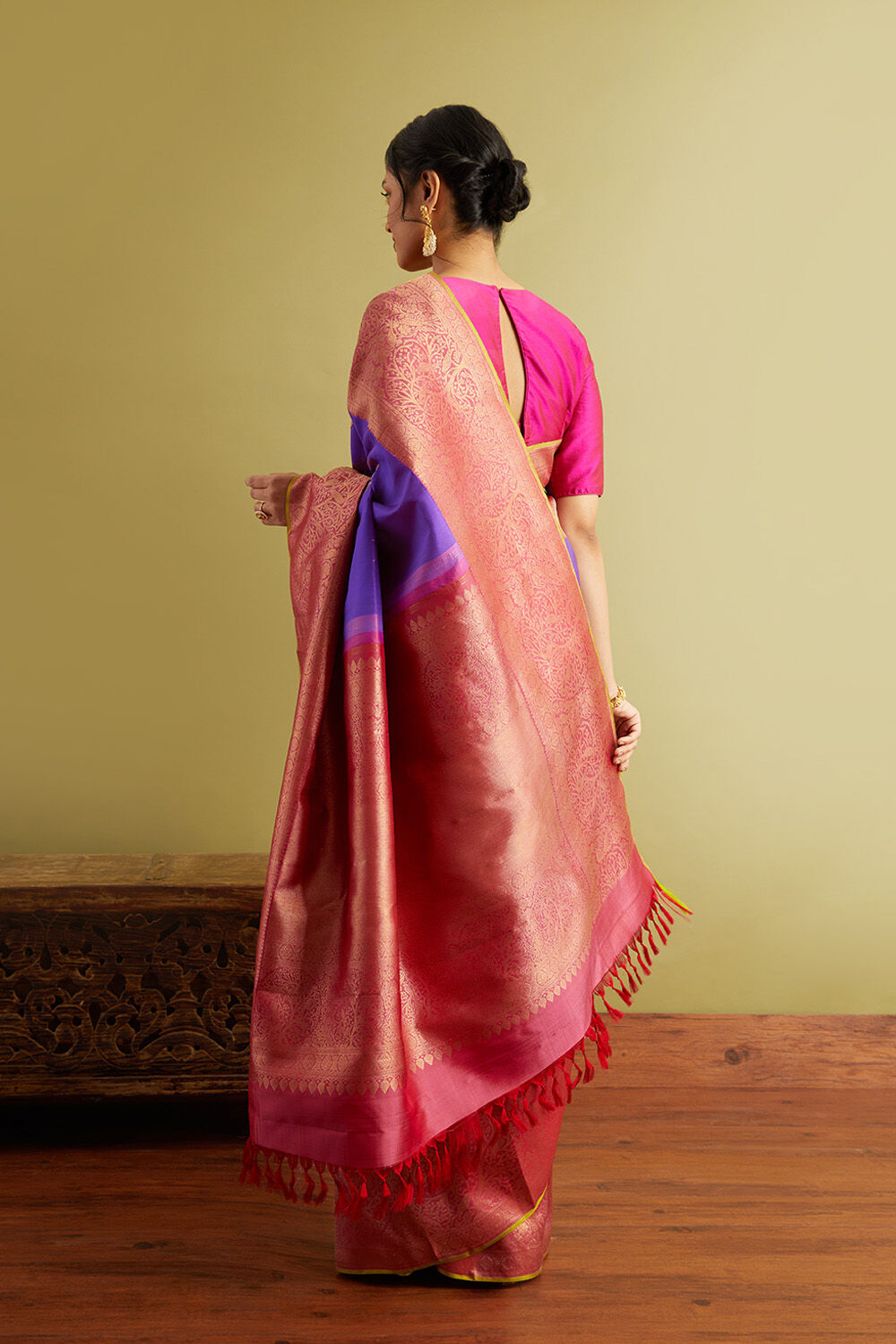 Purple Woven Pure Silk Kanjivaram Saree image number null