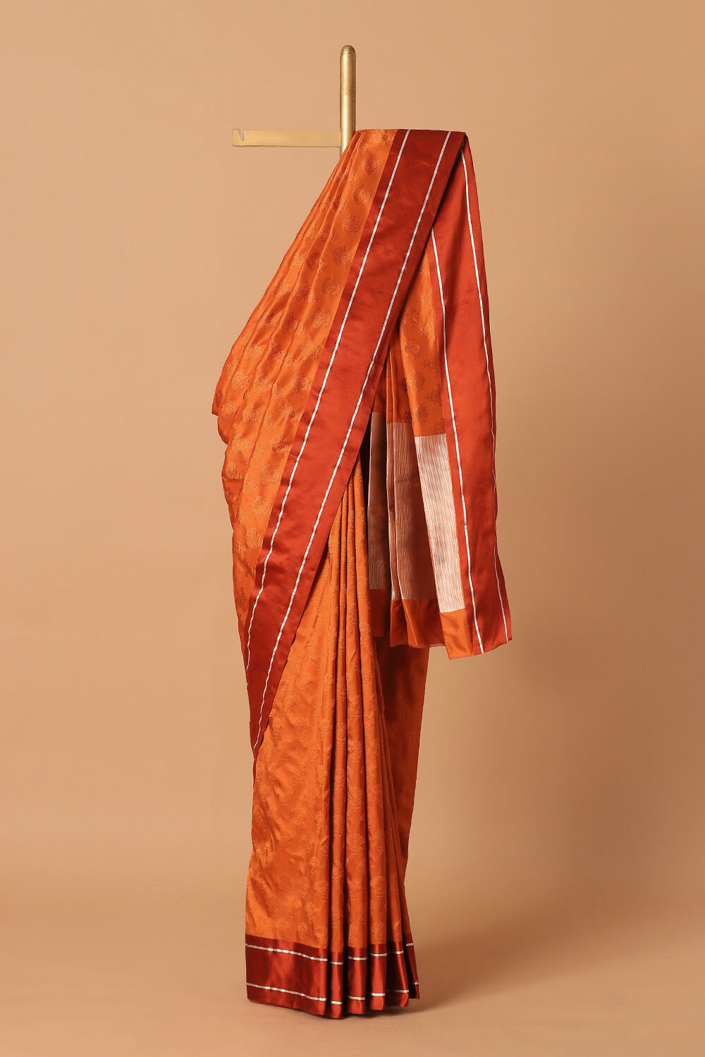 Orange Pure Silk Banarasi Tanchoi Saree image number null