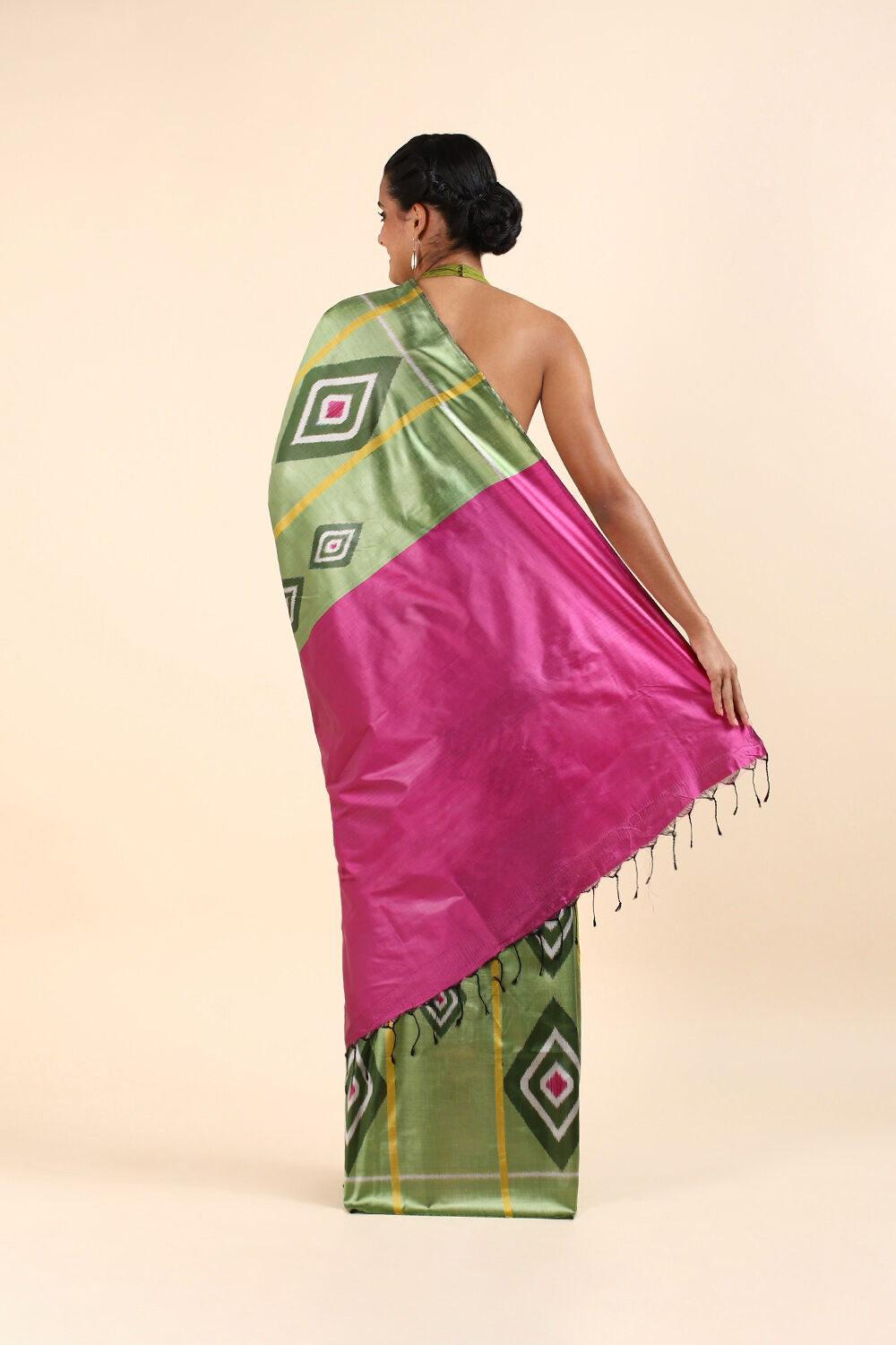 Light Green Pure Silk Odissa Ikat Saree image number null