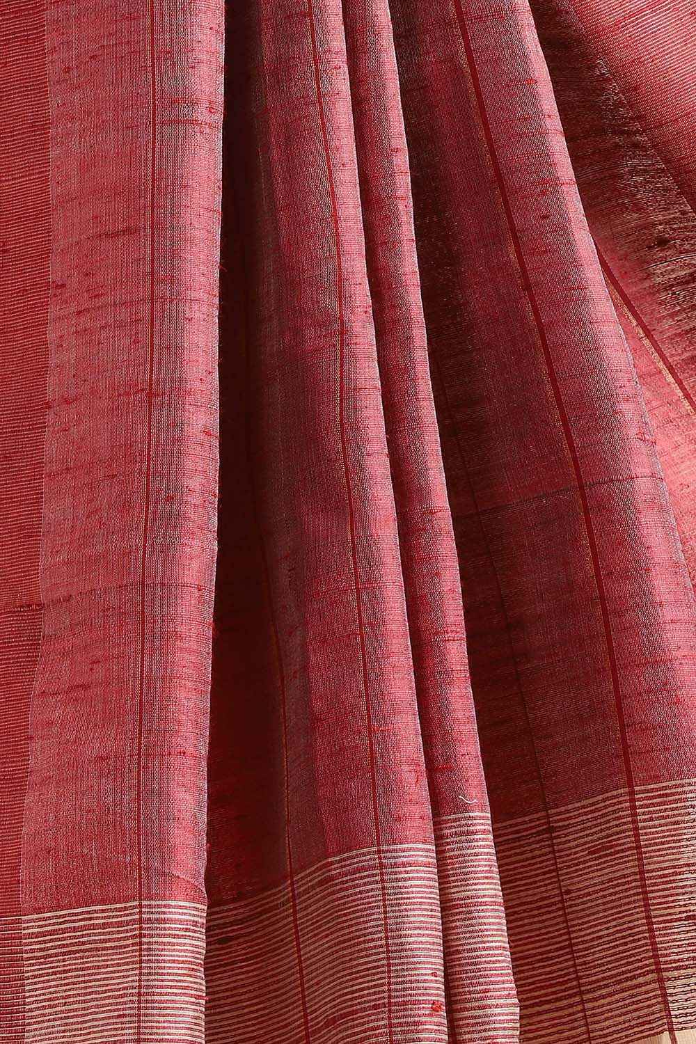 Red Pure Tussar Silk Bhagalpuri Saree image number null