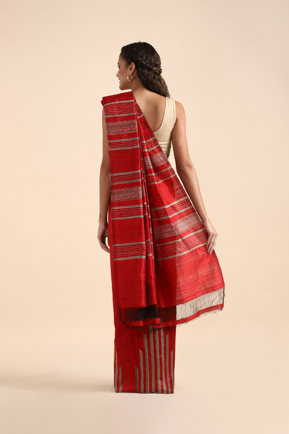 Red Pure Silk Woven Saree image number null