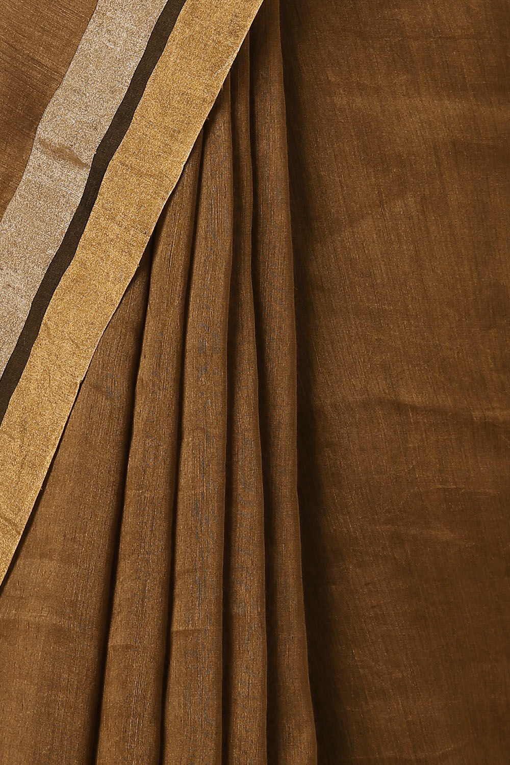 Brown Pure Silk Linen Jamdani Saree image number null