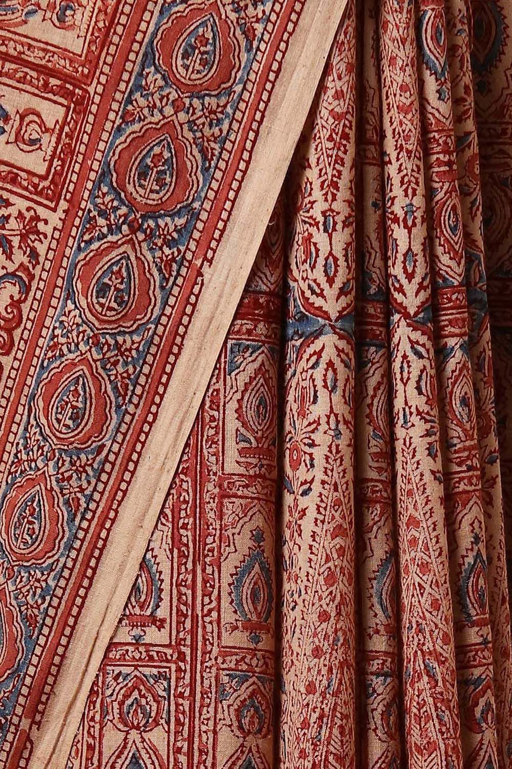 Beige Pure Khadi Cotton Printed Kalamkari Saree image number null