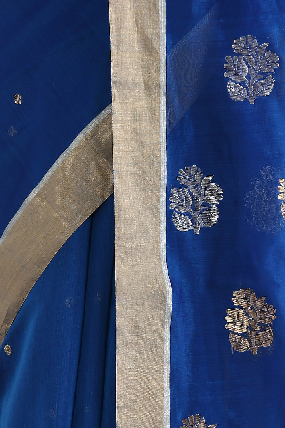 Blue Pure Silk Cotton Chanderi Saree image number null