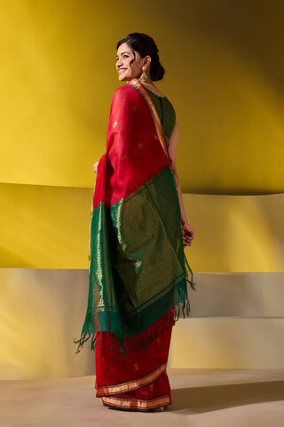 Red Woven Pure Silk Cotton Saree thumbnail image number null
