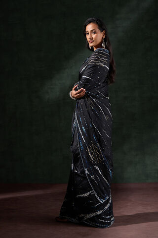Black Murshidabad Silk Tie and Dye Shibori Saree thumbnail image number null