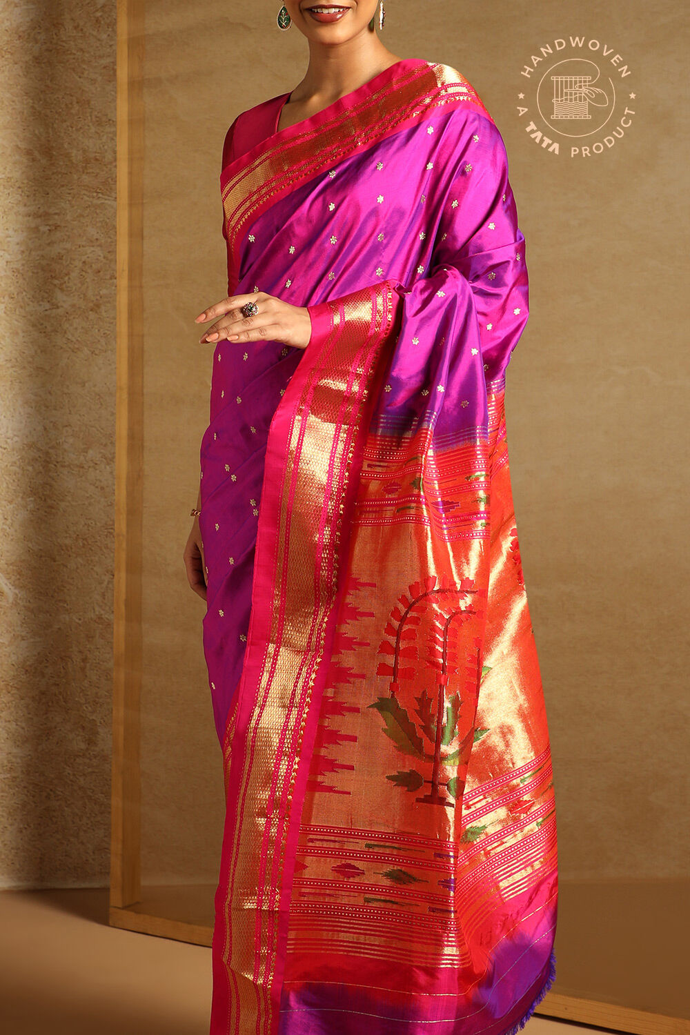 Purple Pure Silk Paithani Saree image number null
