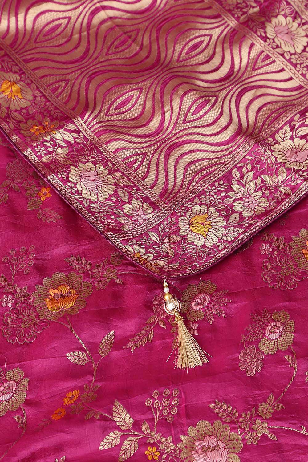 Dark Pink Viscose Luxe Woven Saree image number null