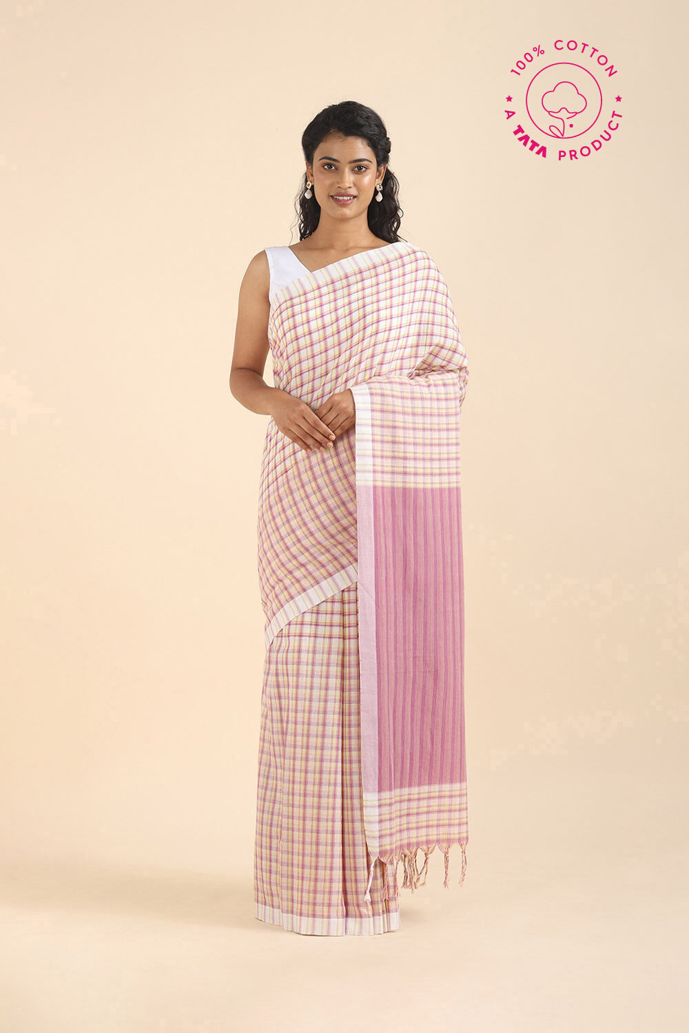 Offwhite Pure Cotton Bengal Saree image number null