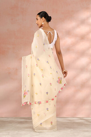 White Contemporary Pure Silk Organza Embroidery Saree thumbnail image number null
