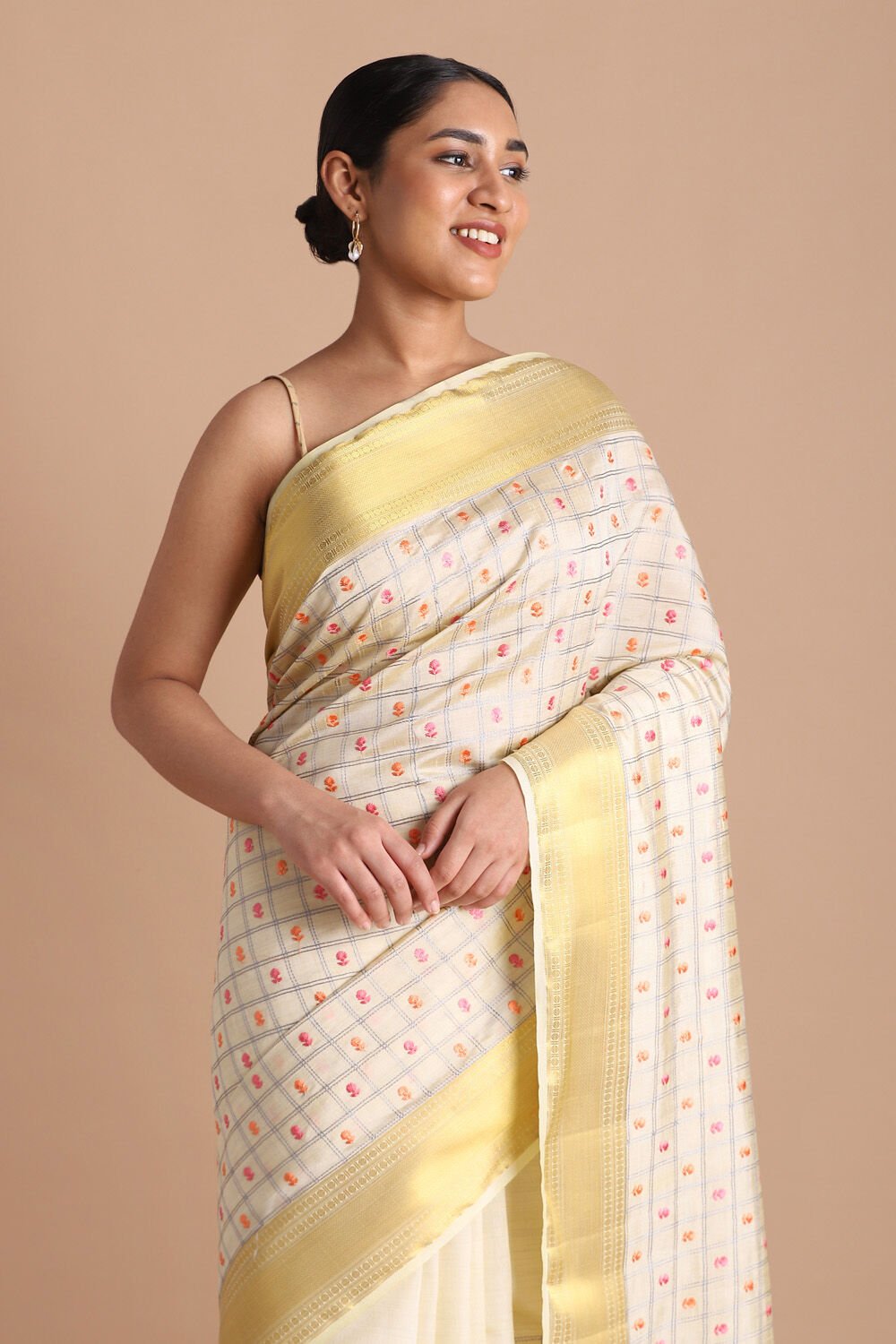 White Pure Embroidered Saree image number null