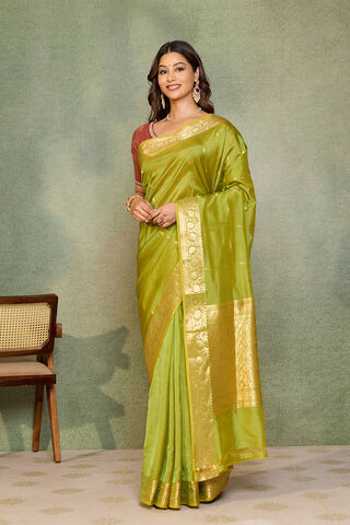Green Silk Viscose Cutwork Banarasi Saree thumbnail image number null