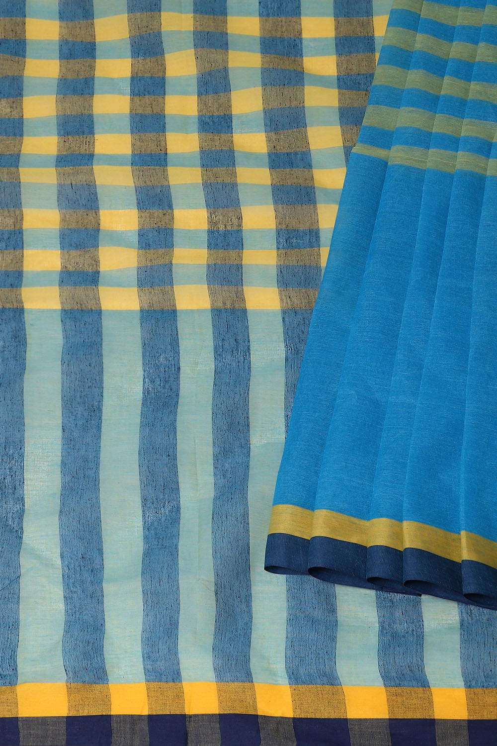Light Blue Pure Cotton Bengal Saree image number null