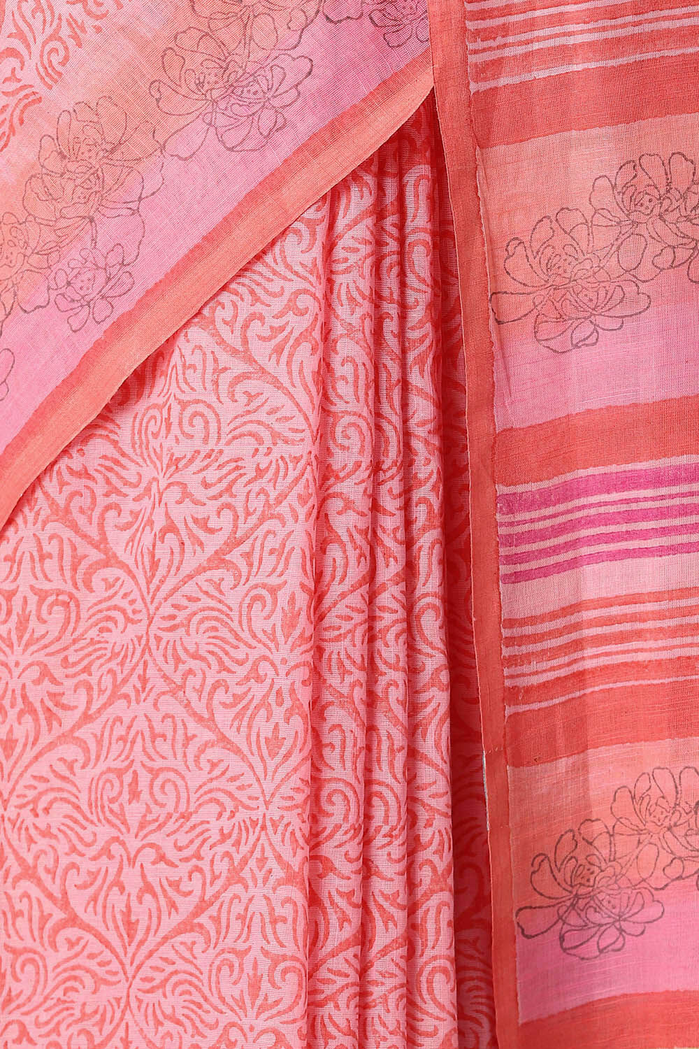 Light Orange Pure Cotton Printed Saree image number null