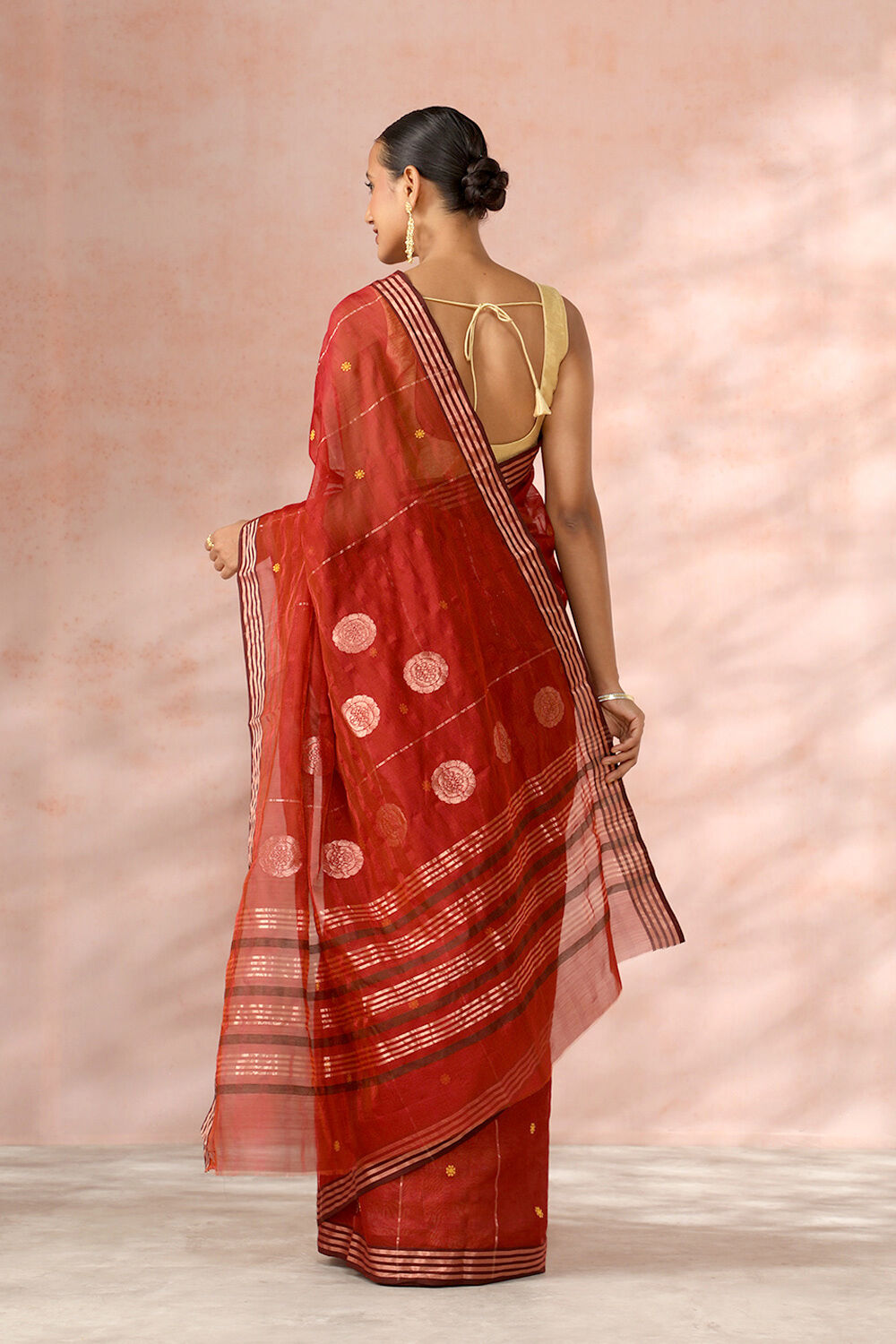 Red Chanderi Pure Silk Cotton Woven Saree image number null