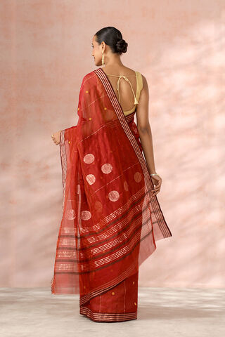 Red Chanderi Pure Silk Cotton Woven Saree thumbnail image number null