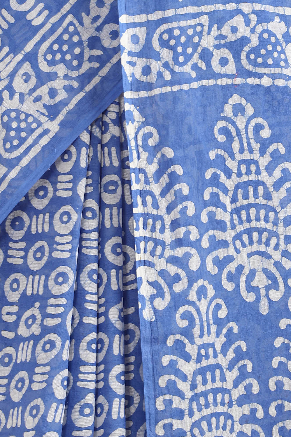 Light Pure Blue Cotton Batik Saree image number null