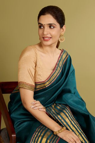Gold Pure Tissue Cotton Embroidered Blouse