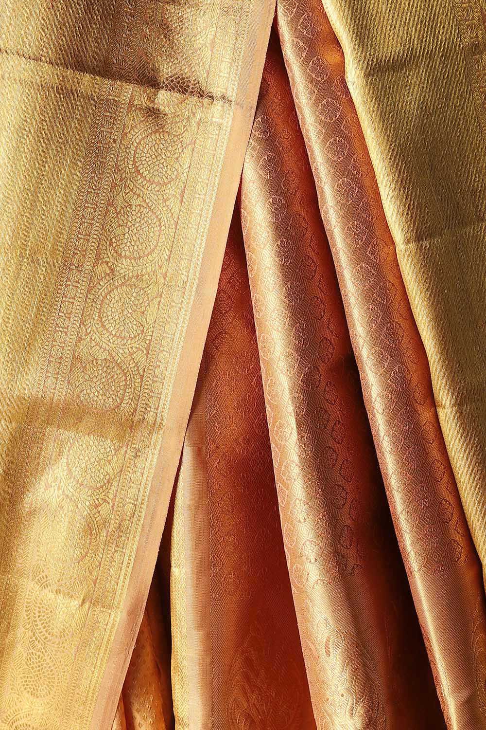 Light Orange Pure Silk Kanjivaram Saree image number null