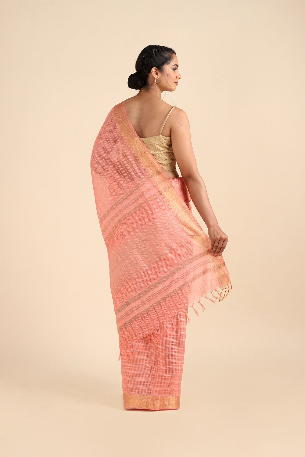 Orange Pure Silk Woven Saree image number null