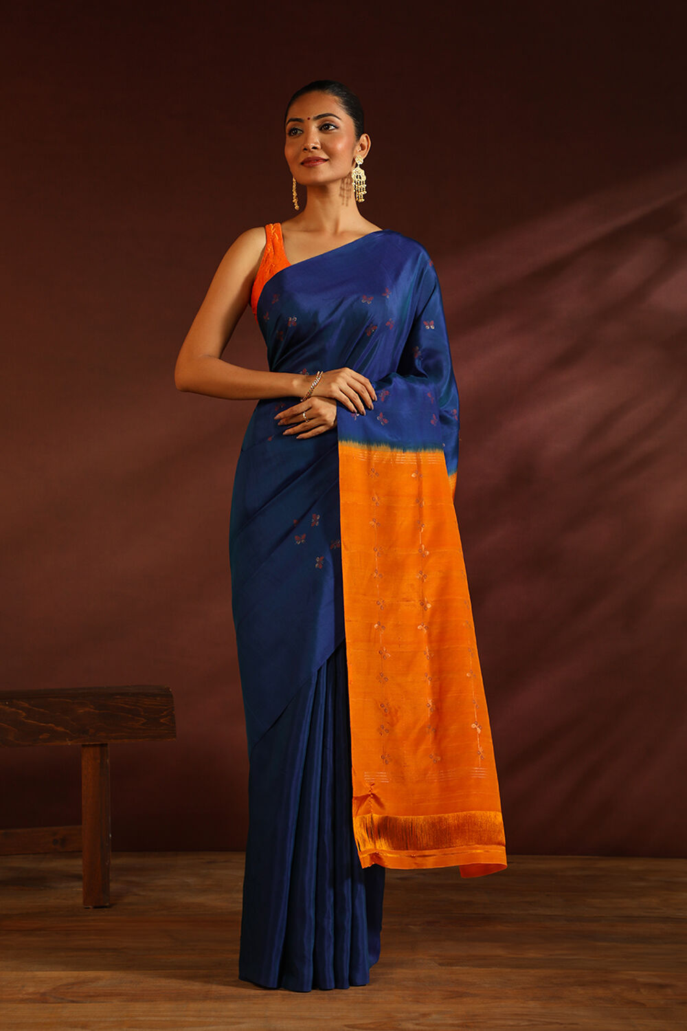 Blue South Silk Tencel Woven Saree image number null