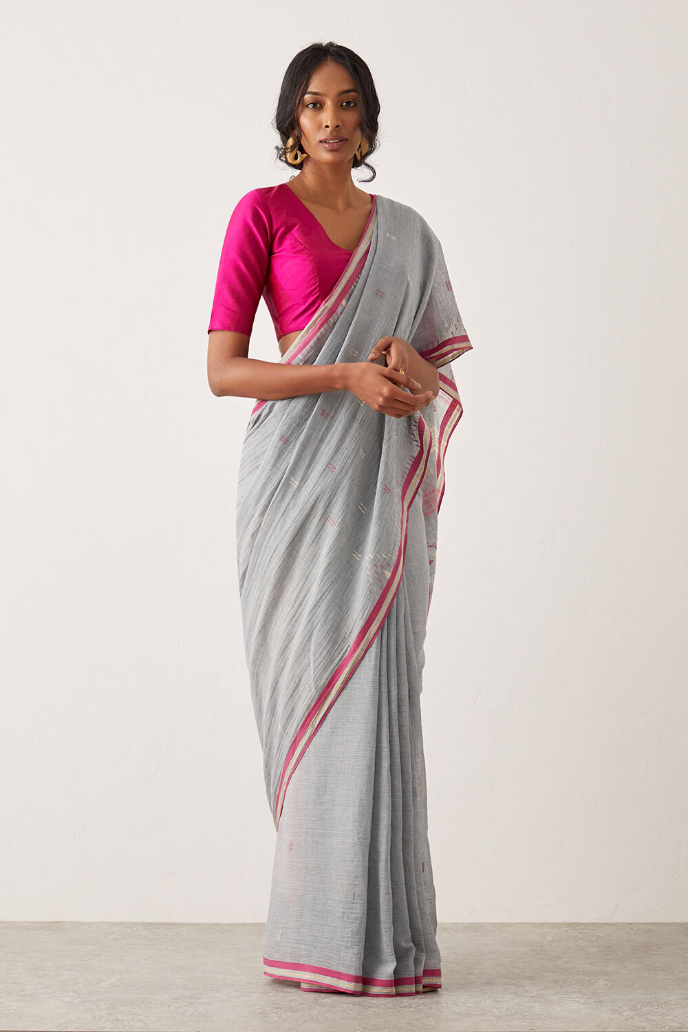 Green Pure Cotton Jamdani Saree image number null