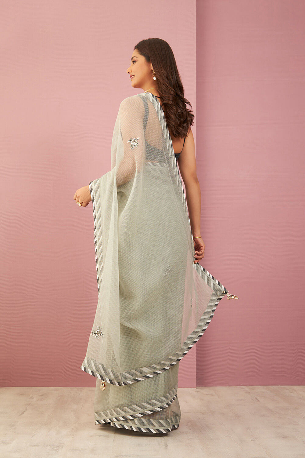 Grey Pure Kota Embroidered Saree image number null