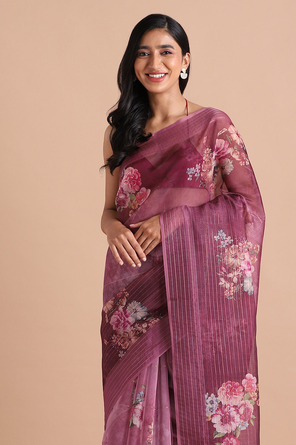Pink Pure Embroidered Saree image number null