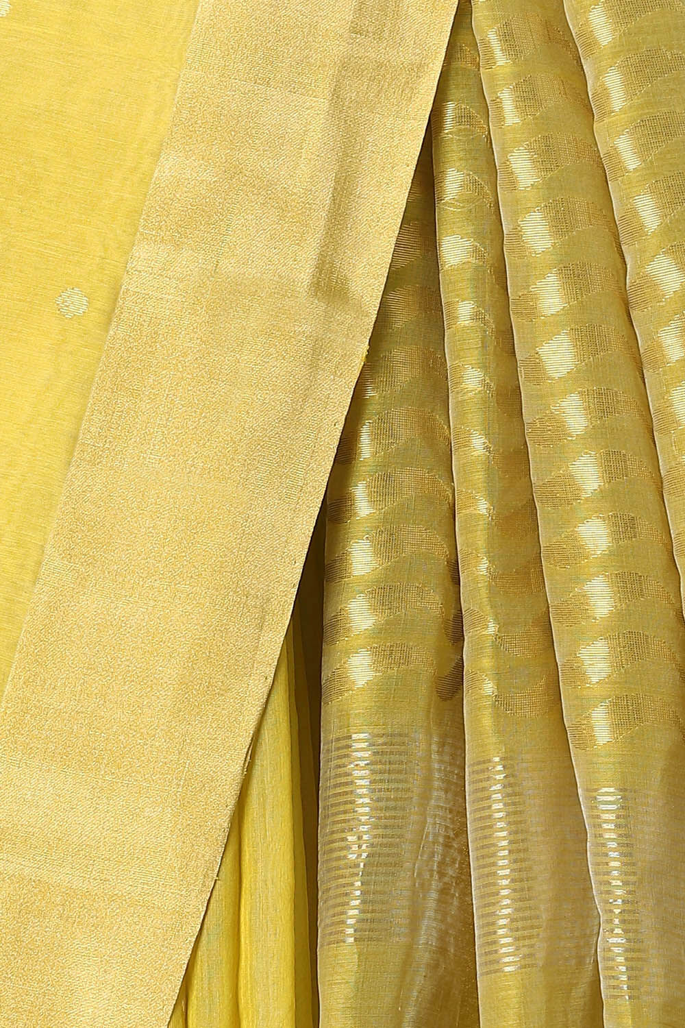 Yellow Pure Silk Cotton Chanderi Saree image number null