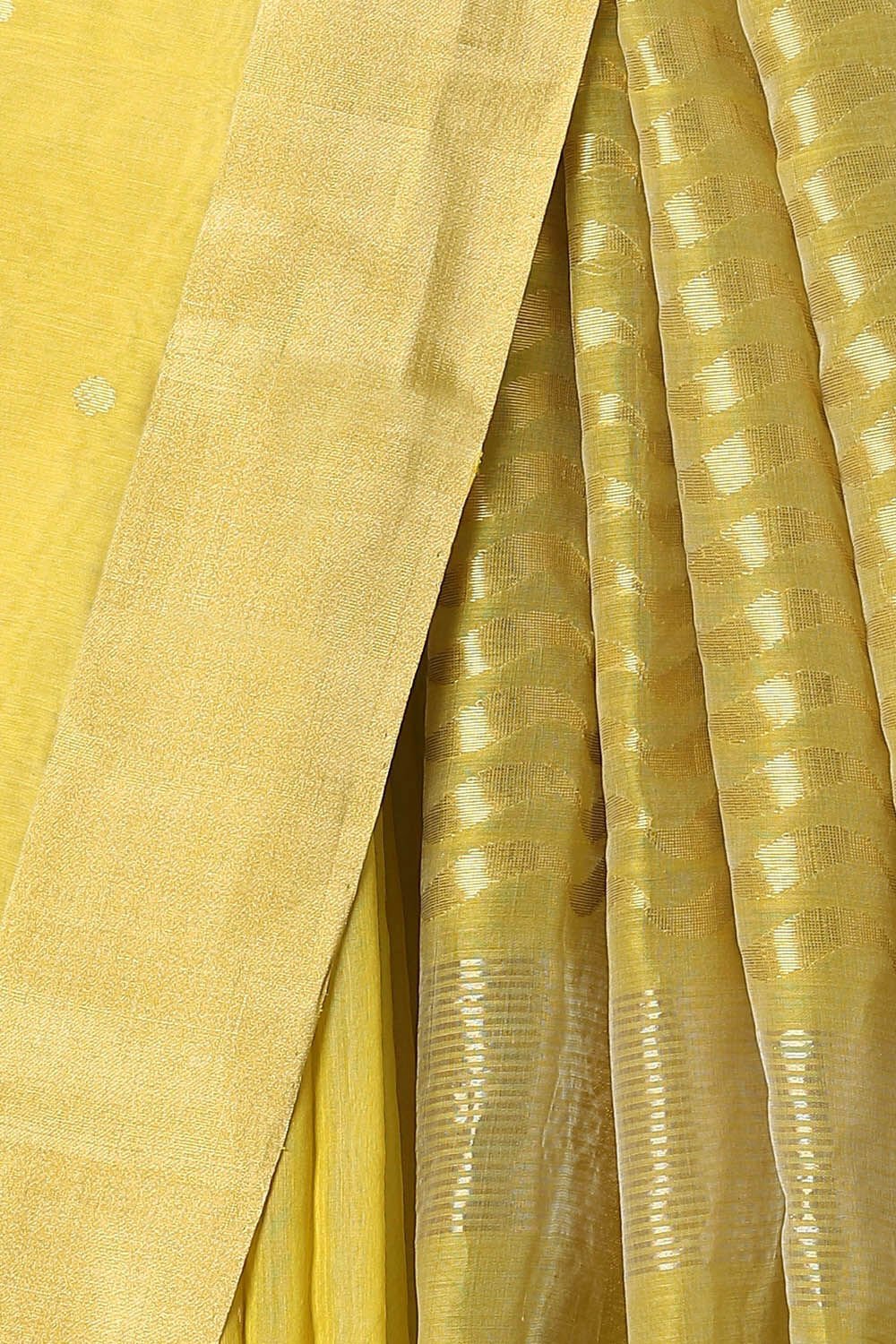 Yellow Pure Silk Cotton Chanderi Saree image number null