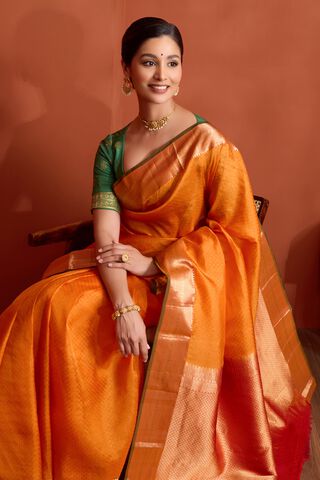 Orange Apsara Woven Silk Viscose Saree image number