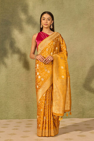 Yellow Woven Pure Viscose Saree thumbnail image number null