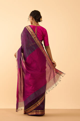 Purple Woven Pure Silk Tissue Maheshwar Saree thumbnail image number null