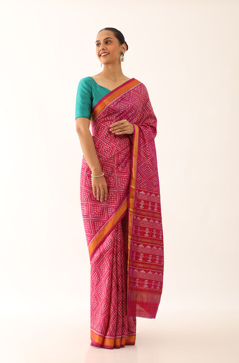 Pink Pure Silk Ikat Patola Saree