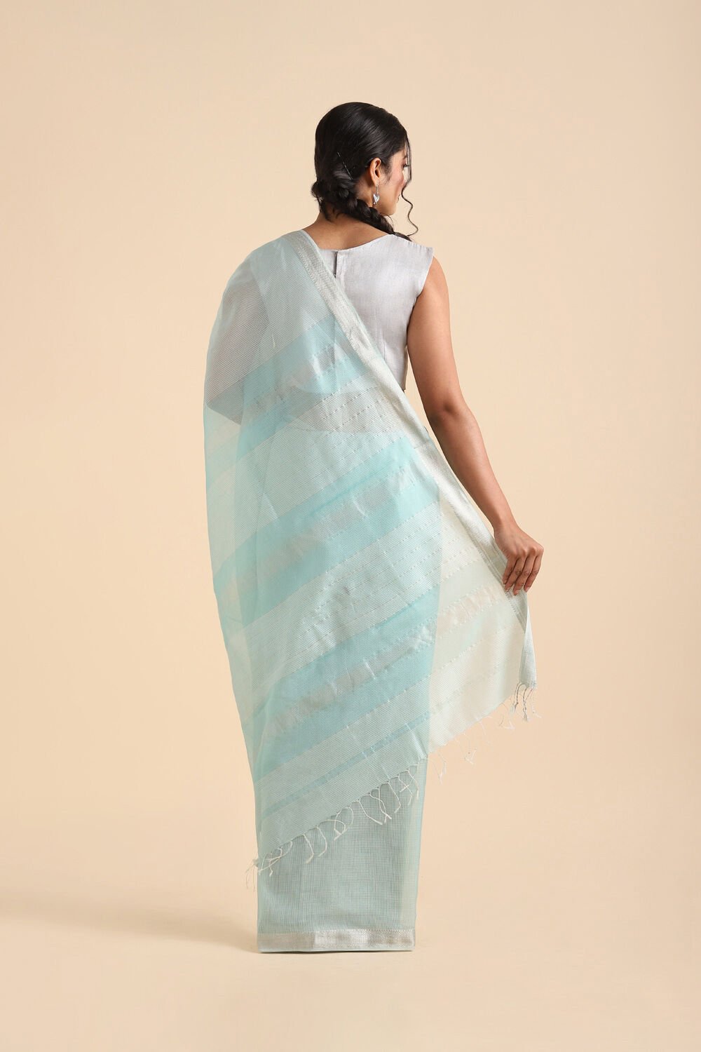 Light Green Pure Silk Cotton Maheswari Saree image number null