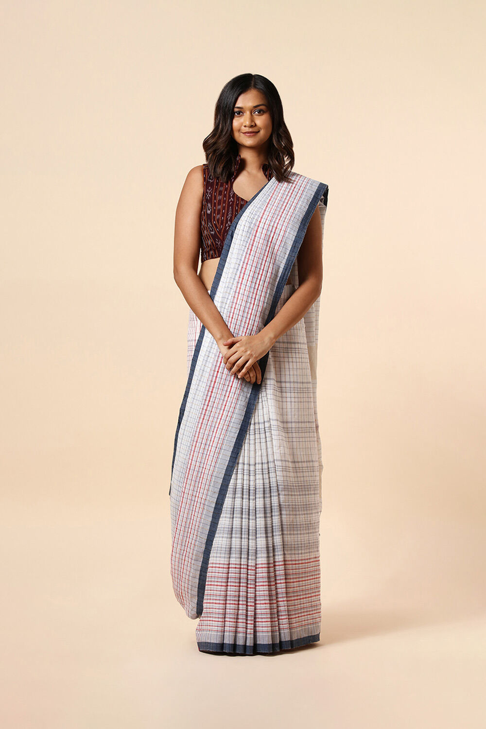 Off White Cotton Pure Khadi Jamdani Saree image number null