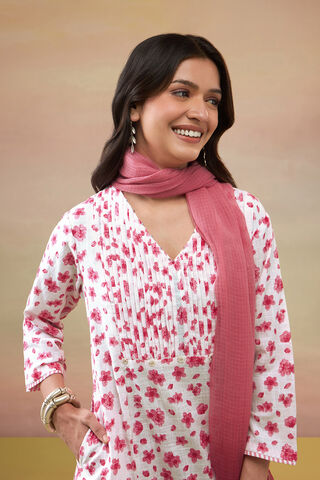 Light Pink Pure Cotton Screen Printed  Kurta Set thumbnail image number null