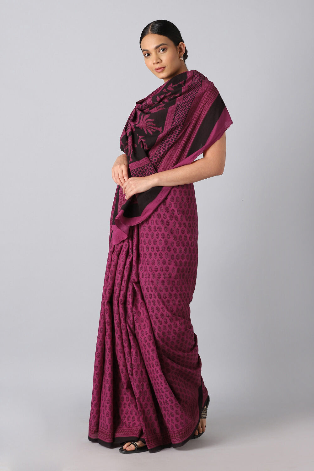 Pink Pure Cotton Bagh Printed Saree image number null