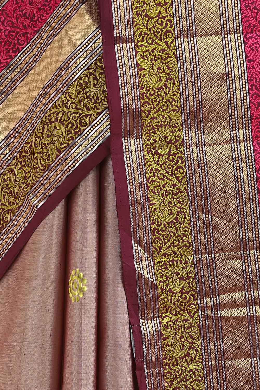 Beige Pure Soft Silk Saree image number null