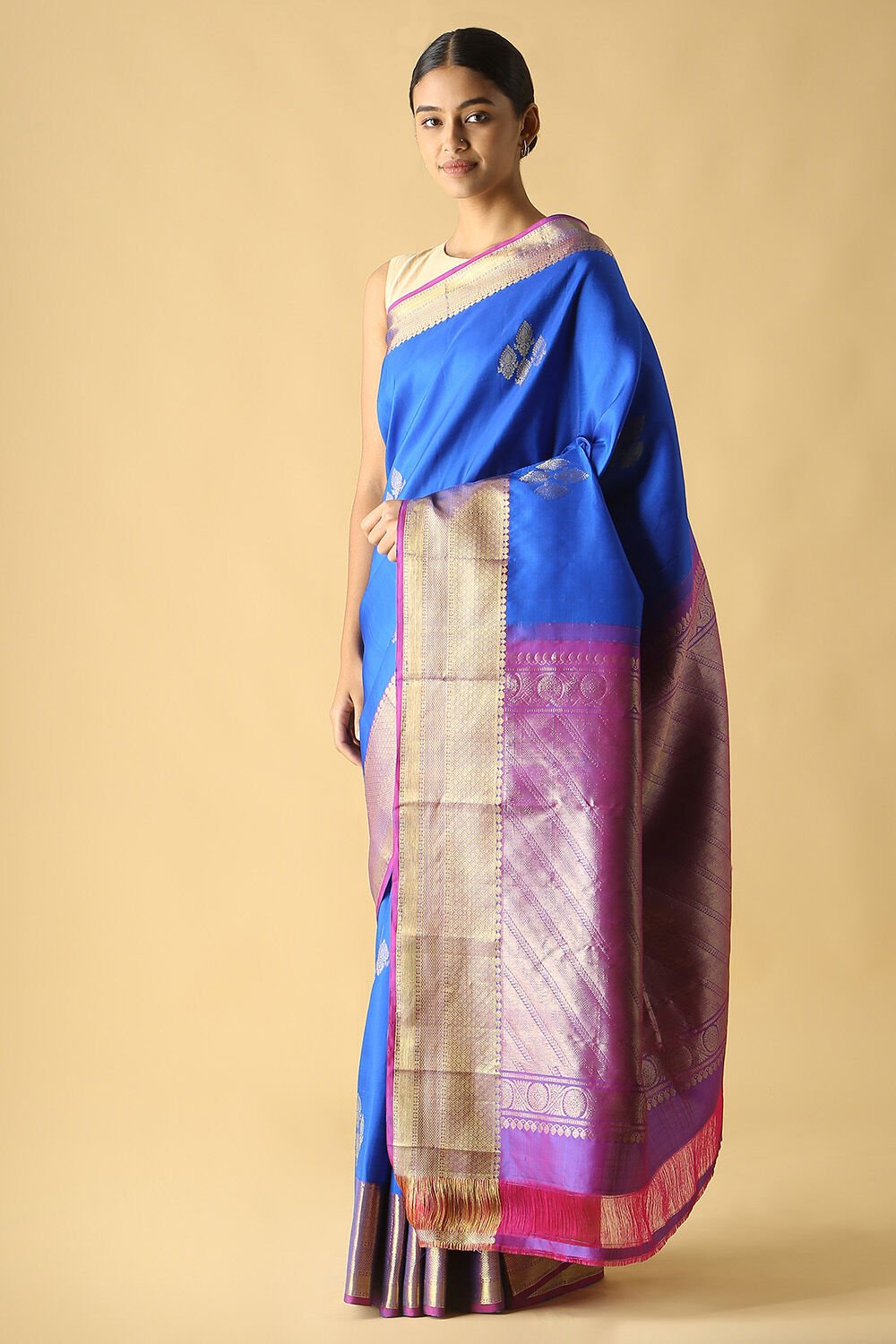 Blue Pure Silk Kanjivaram Saree image number null